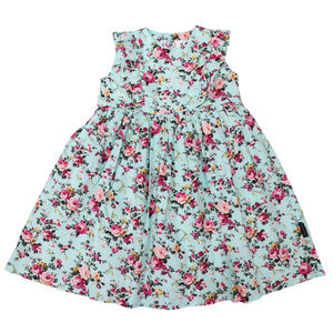 Korango Floral Dress w Frill Aqua