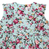 Korango Floral Dress w Frill Aqua