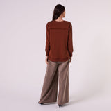 Amyic Embroidery Sweatshirt Chocolate