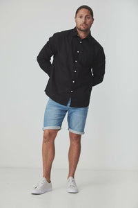 BLKWD Avalon Black Cotton Linen Long Sleeve Shirt