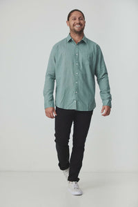 BLKWD Avalon Light Green Cotton Linen Long Sleeve Shirt