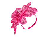 Fillies Collection Shiny Lace Fascinator Fuchsia