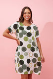 CKM Vine Polka Dot Shift Dress Emerald