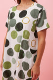 CKM Vine Polka Dot Shift Dress Emerald