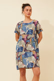 CKM Vine Abstract Shift Dress Multi Sage