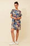 CKM Vine Abstract Shift Dress Multi Sage