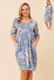 CKM Pisa Floral Linen Dress Blue
