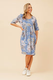 CKM Pisa Floral Linen Dress Blue