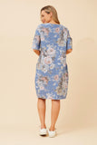 CKM Pisa Floral Linen Dress Blue