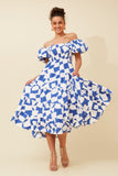 CKM Puff Sleeve Tiered Dress Sapphire