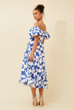 CKM Puff Sleeve Tiered Dress Sapphire