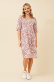 CKM Pisa Paisley Print Linen Dress White & Rosewood