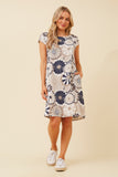 CKM Bottega Moda Floral Print Linen Dress Beige