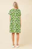 CKM Short Sleeve Printed Dress w Pockets Jade