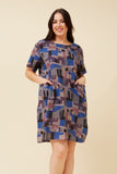 CKM Vine Abstract Shift Dress Blue