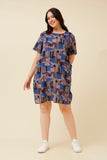 CKM Vine Abstract Shift Dress Blue
