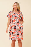 CKM Vine Abstract Shift Dress Red