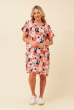 CKM Vine Abstract Shift Dress Red