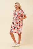 CKM Vine Abstract Shift Dress Red