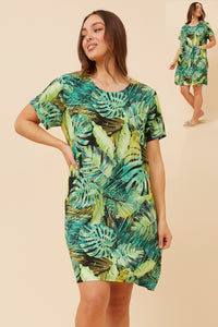 CKM Vine Tropical Print Dress Multi Navy