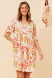 Bottega Moda Pisa Floral Linen Dress Rust