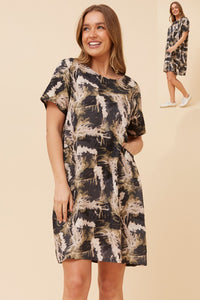 CKM Vine Shadow Print Shift Dress Multi Black