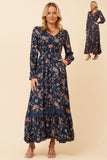 CKM Marrakech Floral Print Maxi Dress Navy