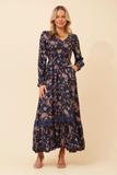 CKM Marrakech Floral Print Maxi Dress Navy