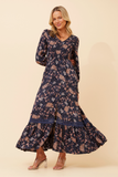 CKM Marrakech Floral Print Maxi Dress Navy