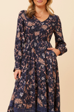 CKM Marrakech Floral Print Maxi Dress Navy