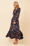 CKM Marrakech Floral Print Maxi Dress Navy