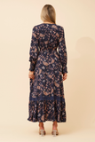CKM Marrakech Floral Print Maxi Dress Navy