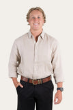 Ringers Western Glenmorgan Mens Relaxed Linen Dress Shirt Stone