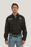 Ringers Western Hawkeye Flag Mens Full Button Work Shirt Black