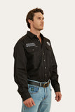 Ringers Western Hawkeye Flag Mens Full Button Work Shirt Black