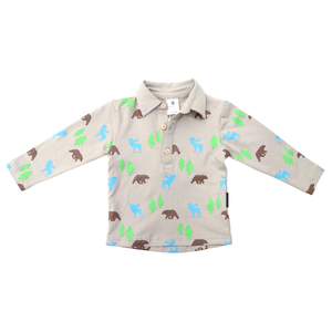 Korango Bear Print Rugby Tee London Fog