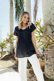 One Summer Kayla Solid Cotton Blouse Navy