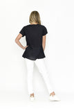 One Summer Kayla Solid Cotton Blouse Navy