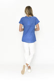 One Summer Kayla Solid Cotton Blouse Blue