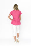 One Summer Kayla Solid Cotton Blouse Hot Pink
