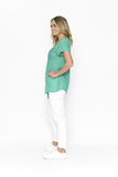 One Summer Kayla Solid Cotton Blouse Jade