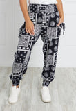 CKM Patchwork Print Harem Pants Navy