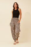 CKM Animal Print Harem Pants Beige