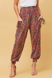 CKM Abstract Print Boho Harem Pants Multi Red