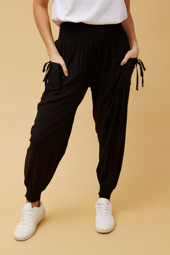 CKM Solid Harem Pants Black
