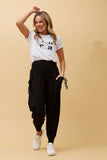 CKM Solid Harem Pants Black