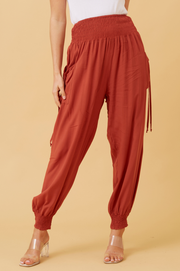 CKM Solid Harem Pants Burnt Orange