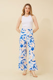 CKM Printed Wide Leg Pants Multi Blue