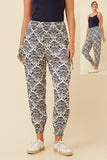 CKM Abstract Print Harem Pants Navy & White