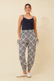 CKM Abstract Print Harem Pants Navy & White